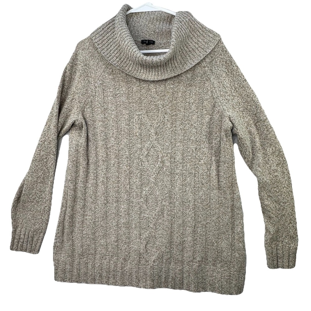 Talbots Wool Blend Pullover Sweater Women's Medium Tan Fleck Neutral Comfy Cozy